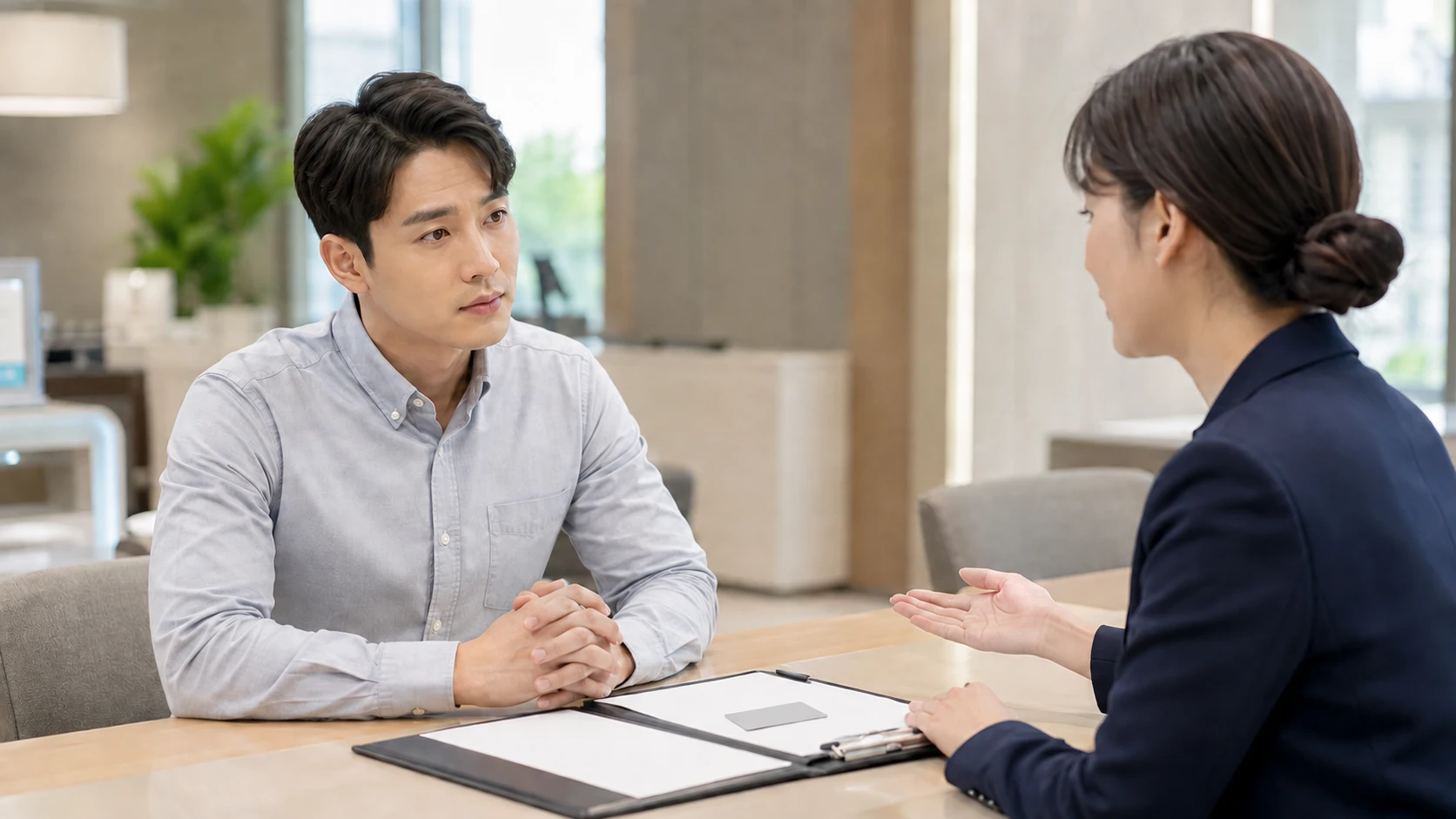 개인회생 면책 후 금융회사 선택 확인 자료를 정리하는 모습